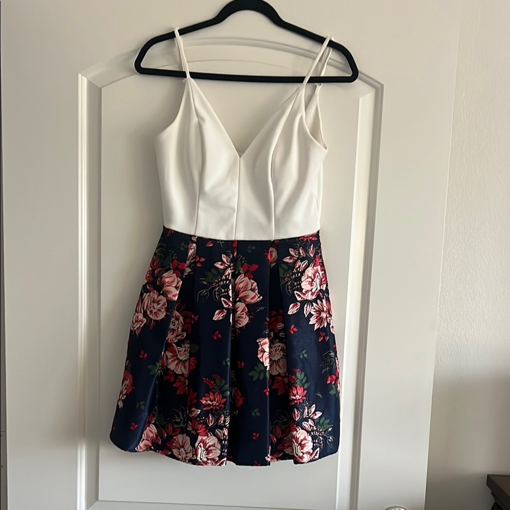 Teeze Me White and Floral Mini Dress